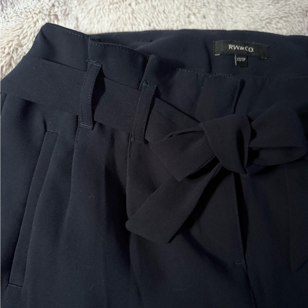 RW&CO Navy Blue Trousers with Bow Detail